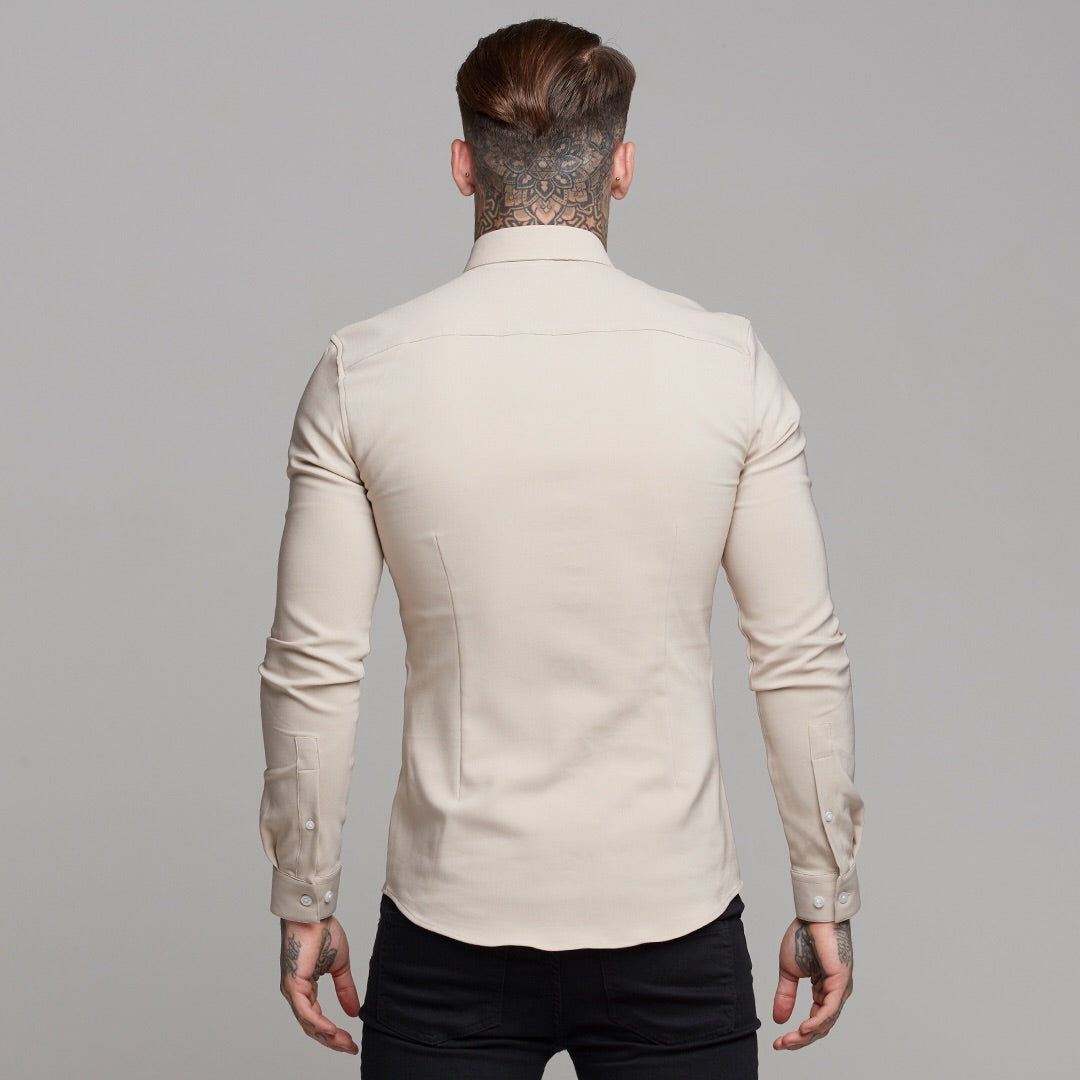 Super Slim Scuba Taupe Long Sleeve Stretch - FS486