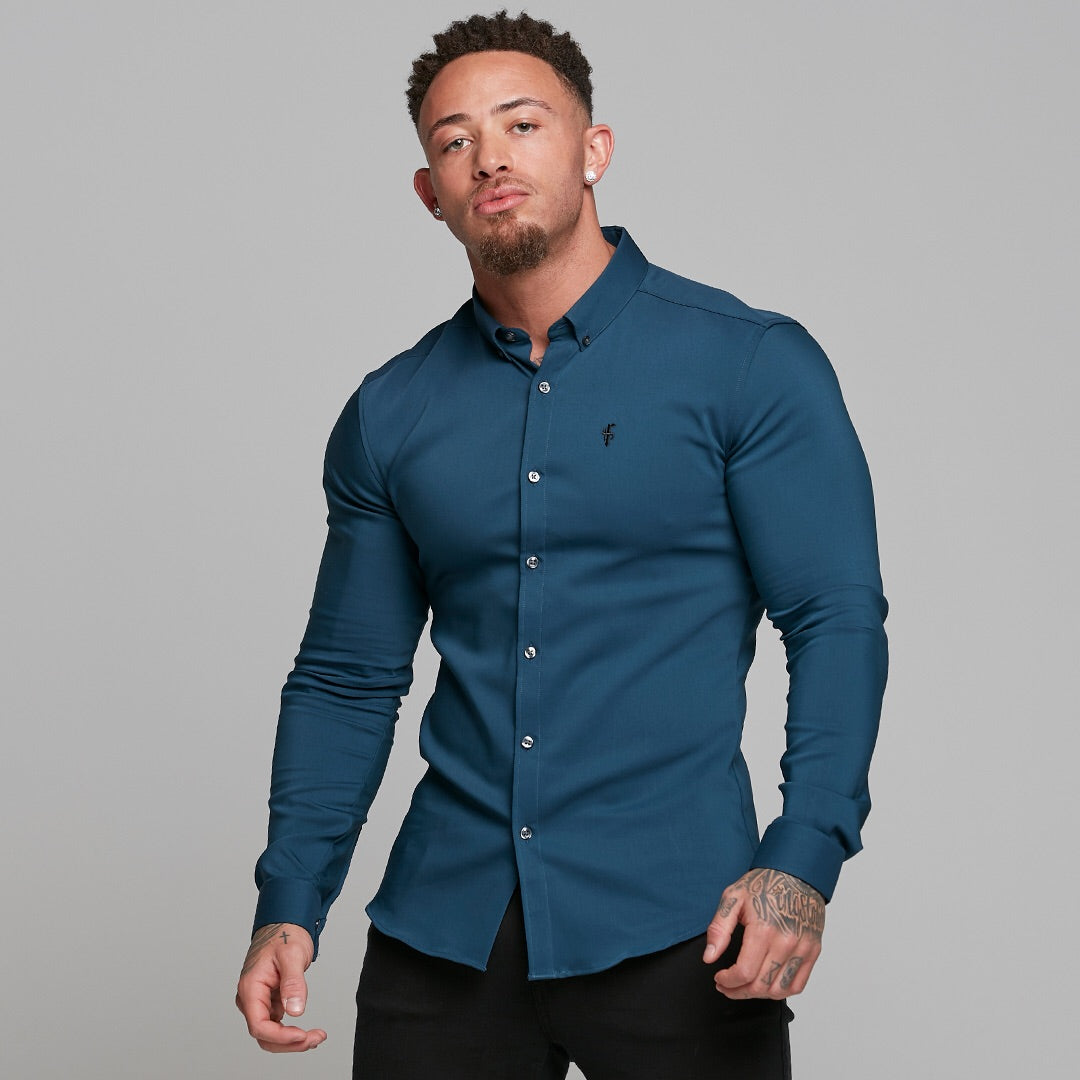 Super Slim Ultra Stretch Classic Teal (Charcoal Buttons) -  FS484