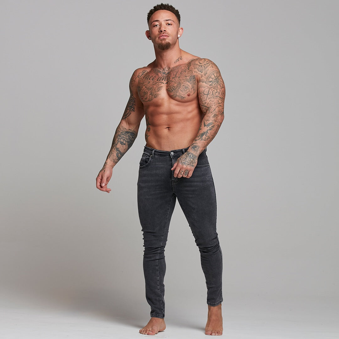 Slim Stretch Black Acid Wash Jeans - FSH301