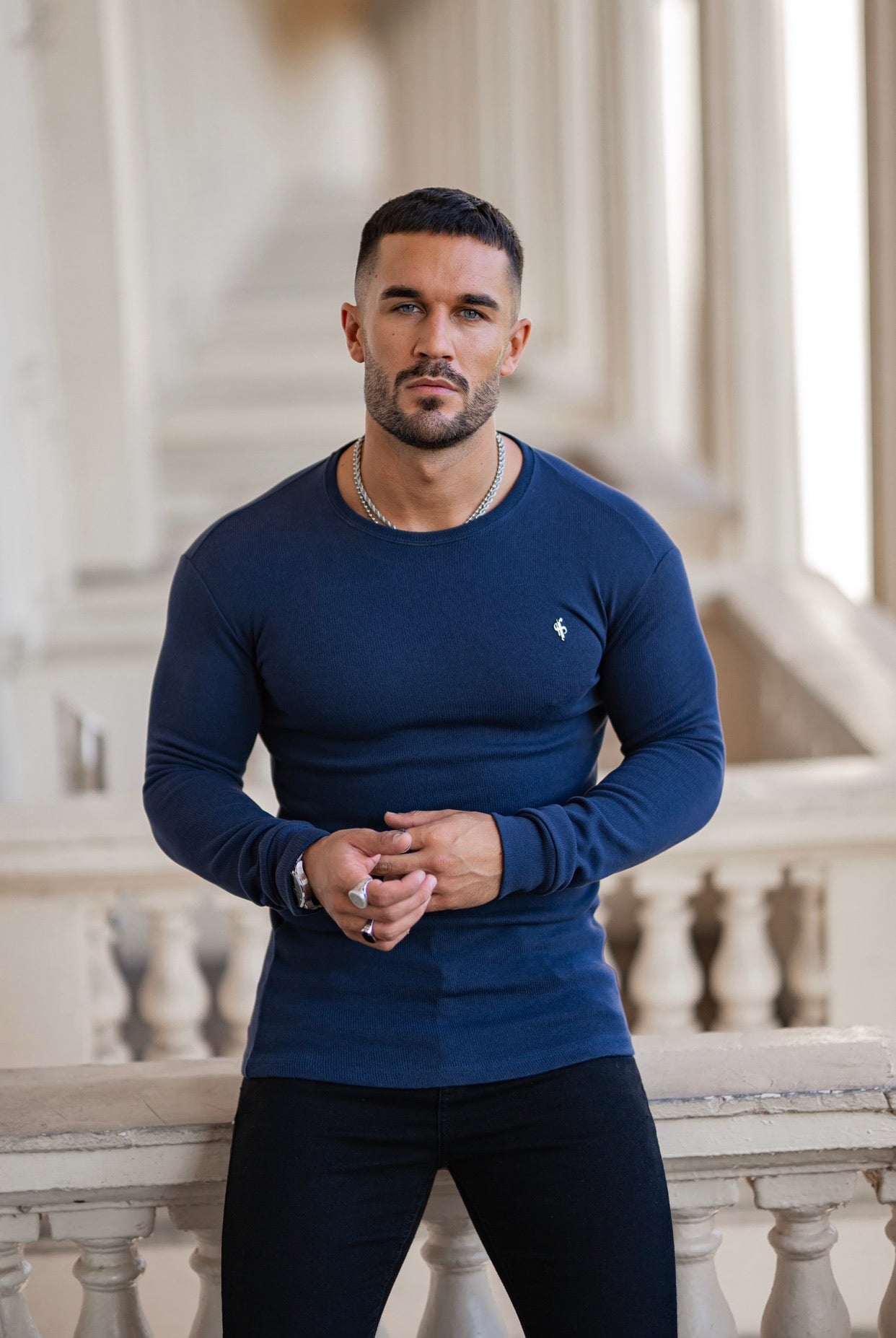 Classic Navy Super Slim Jumper - FSH410