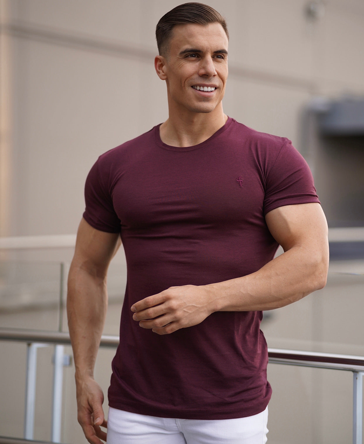 Burgundy Bamboo Crew T Shirt - FSH572