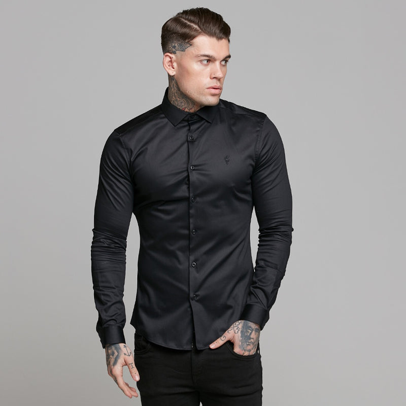 Father Sons Slim Sateen Classic Black Long Sleeve - FS545