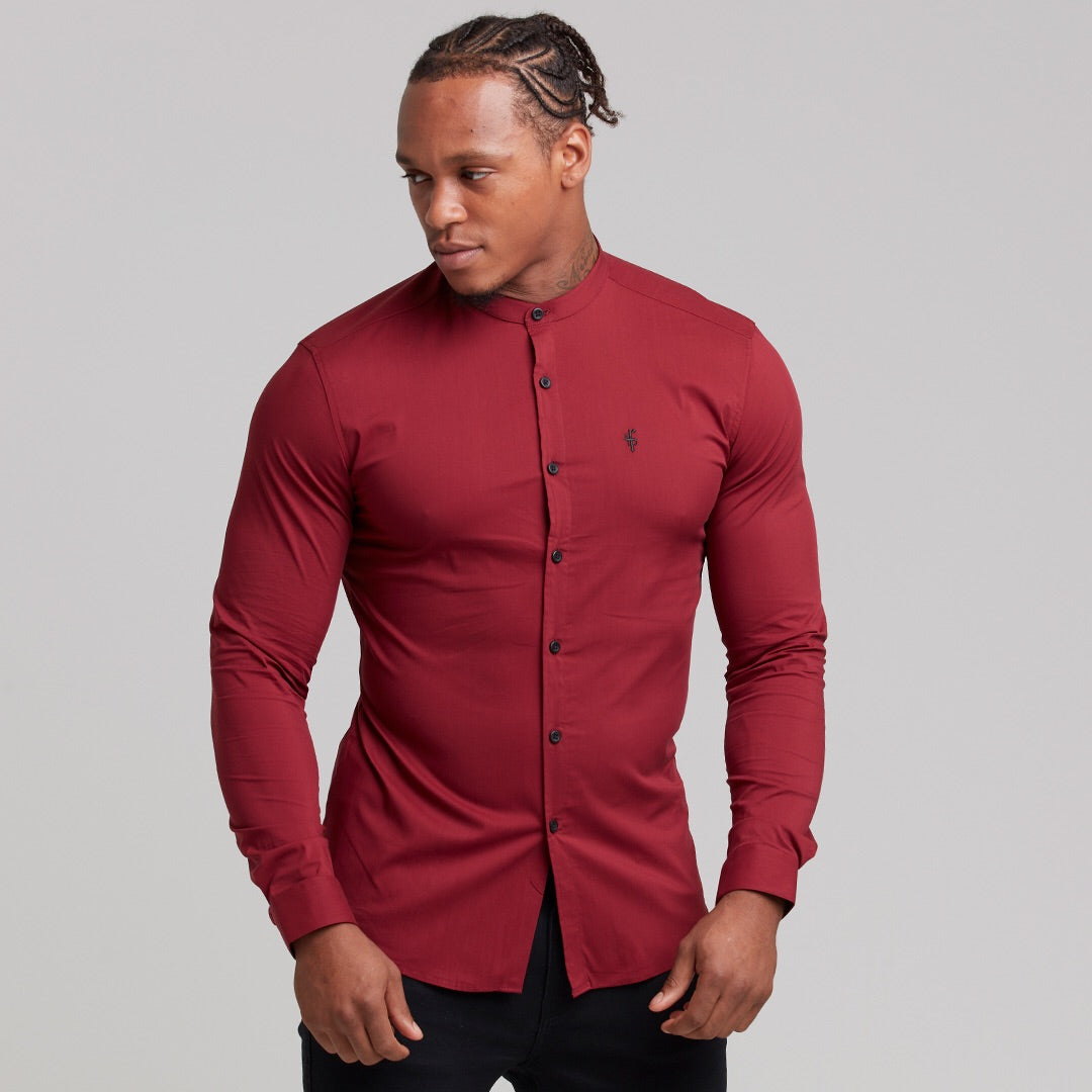 Super Slim Stretch Classic Oxblood Grandad Collar - FS294