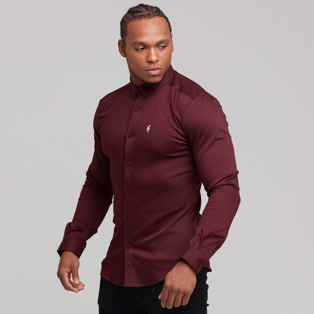 Super Slim Stretch Burgundy Denim Long Sleeve - FS212
