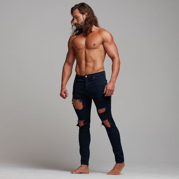 Father Sons Slim Ultra Stretch Navy Ripped Jeans - FSH285