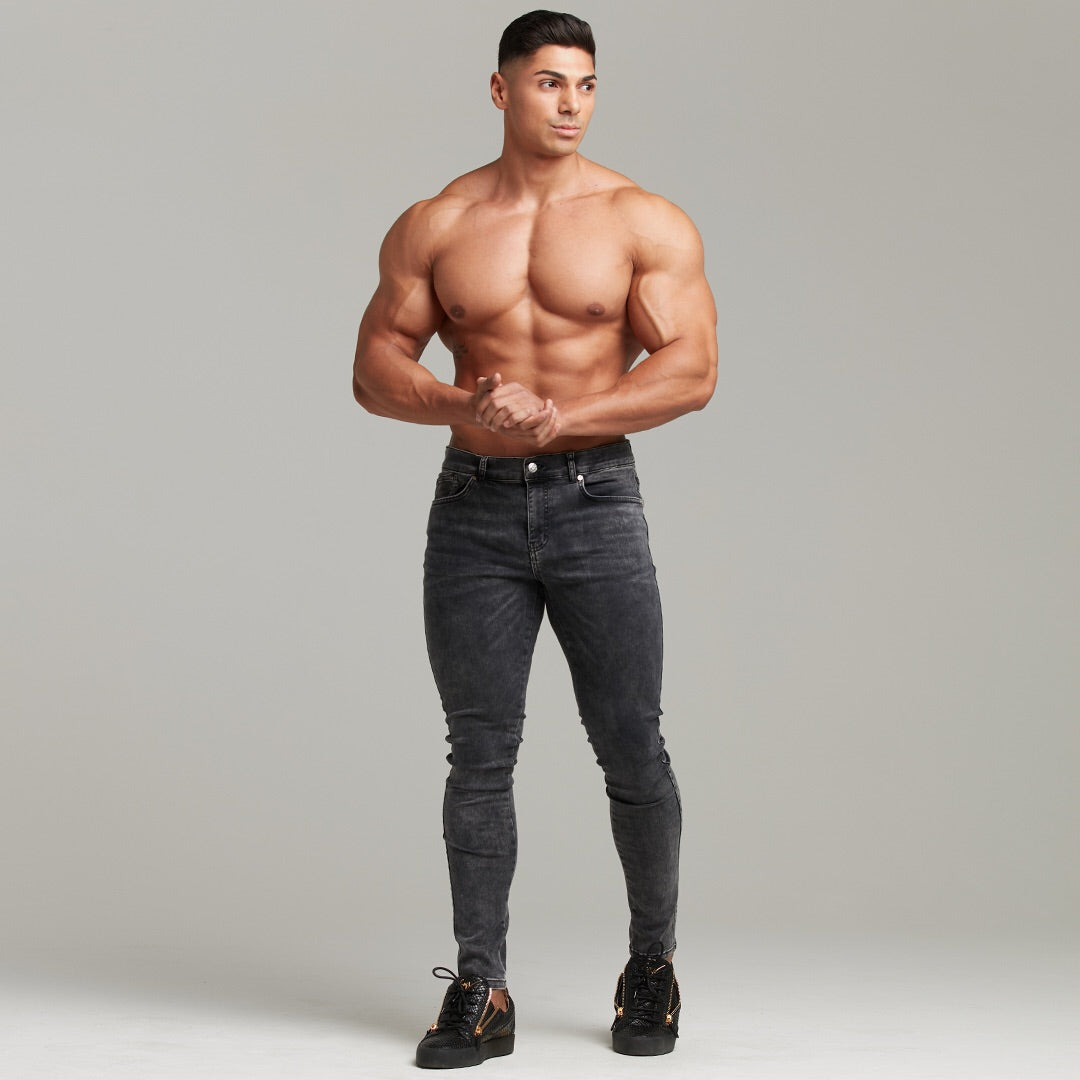 Slim Stretch Black Acid Wash Jeans - FSH301