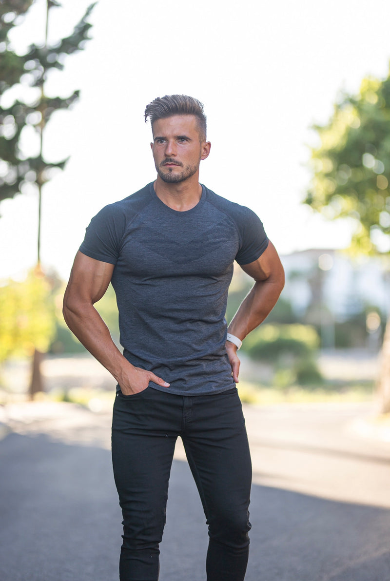 Father Sons Short sleeve Charcoal crew gym top with Raglan sleeve detail - FSM026