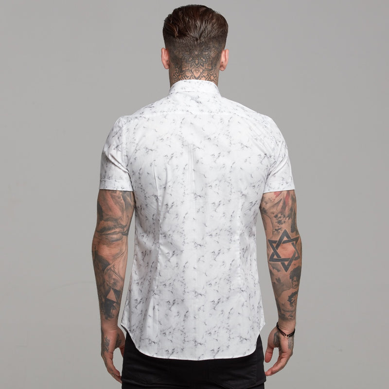 Father Sons Super Slim Stretch Marble Print Short Sleeve - FS433