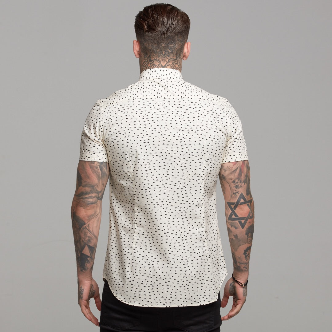 Super Slim Stretch Classic Cream and Black Poly Print - FS471