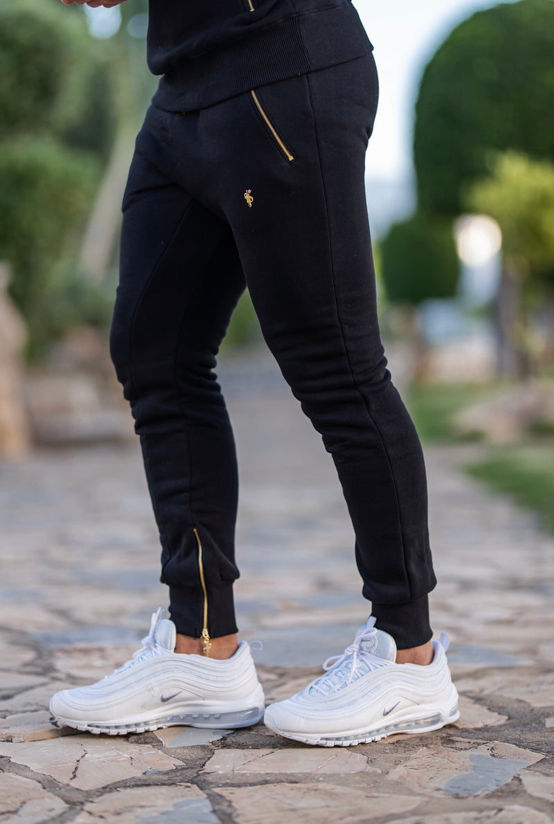 Father Sons Black & Gold Tapered Bottoms with Ankle Zip Detail - FSH440