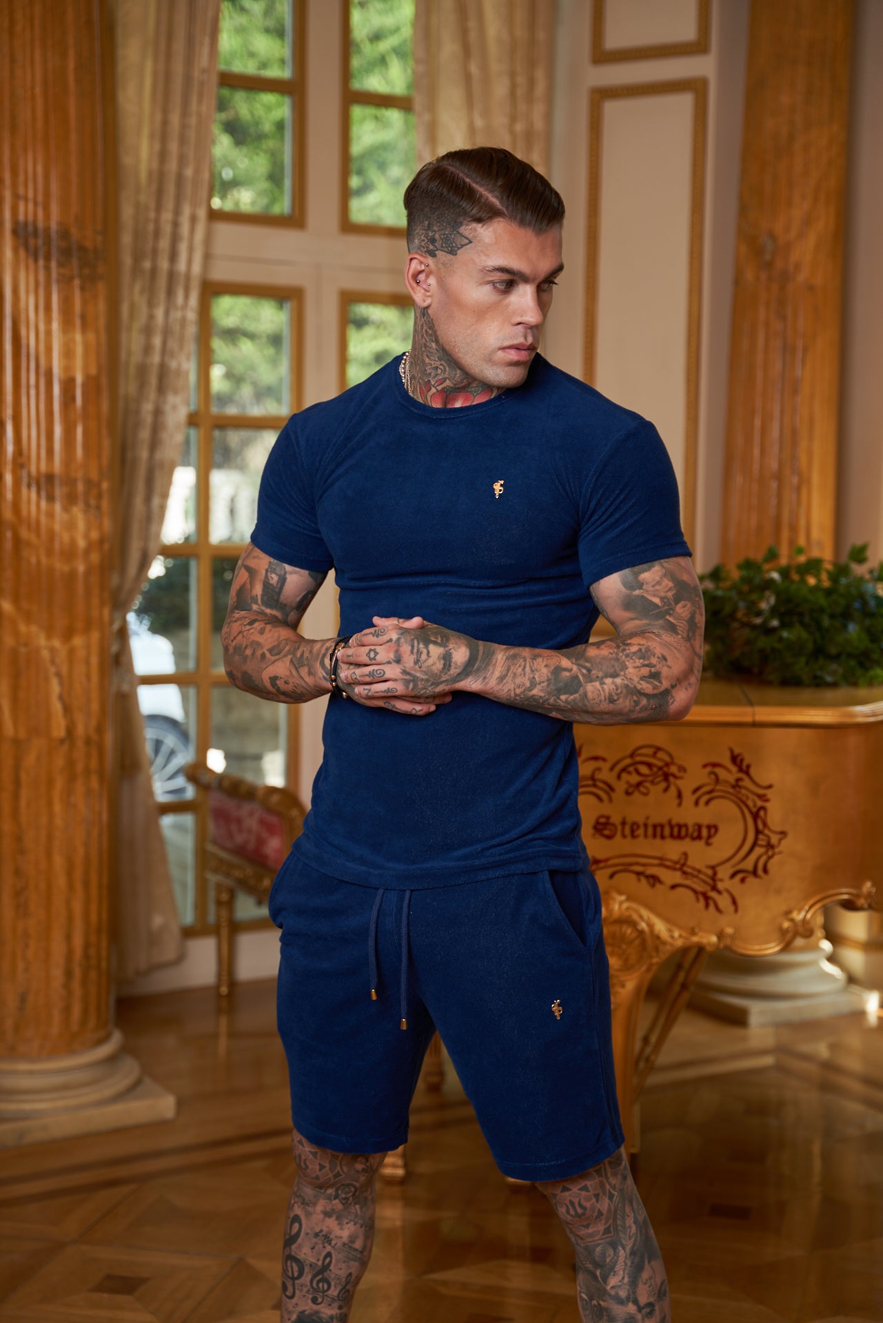 French Navy Towelling Shorts - FSTS657