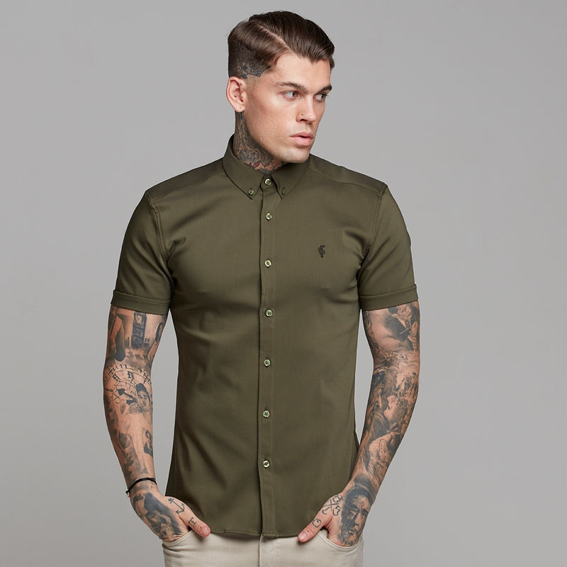 Father Sons Super Slim Ultra Stretch Classic Olive Short Sleeve - FS483
