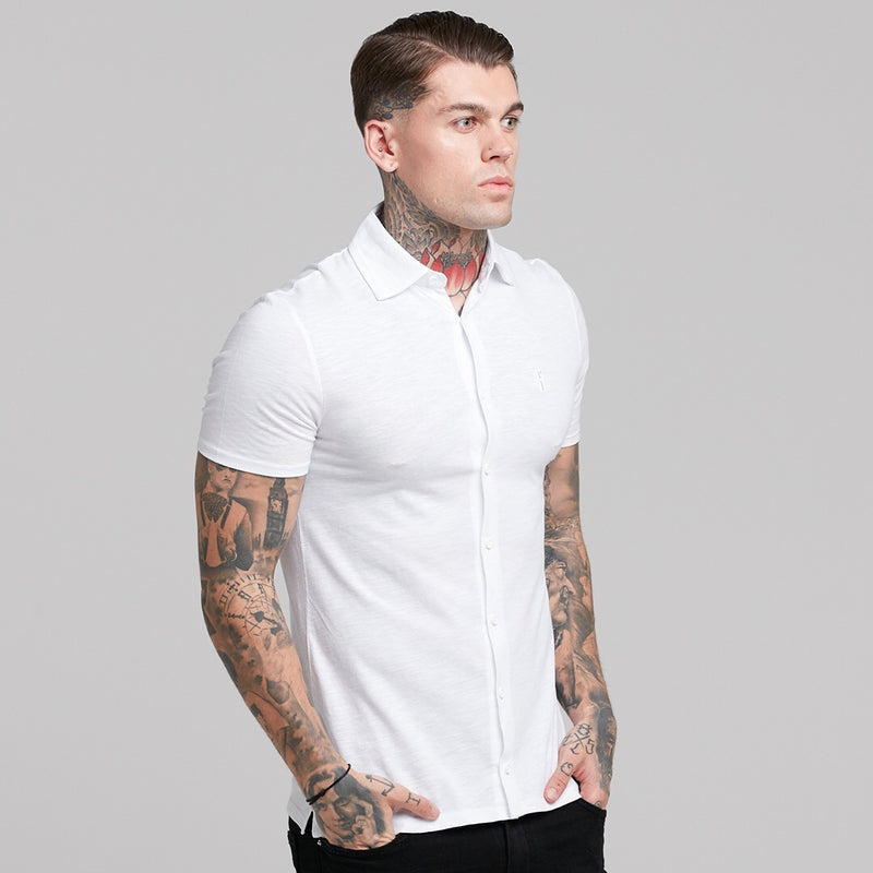 Father Sons Super Slim White Jersey Short Sleeve - FSH020 (LAST CHANCE)