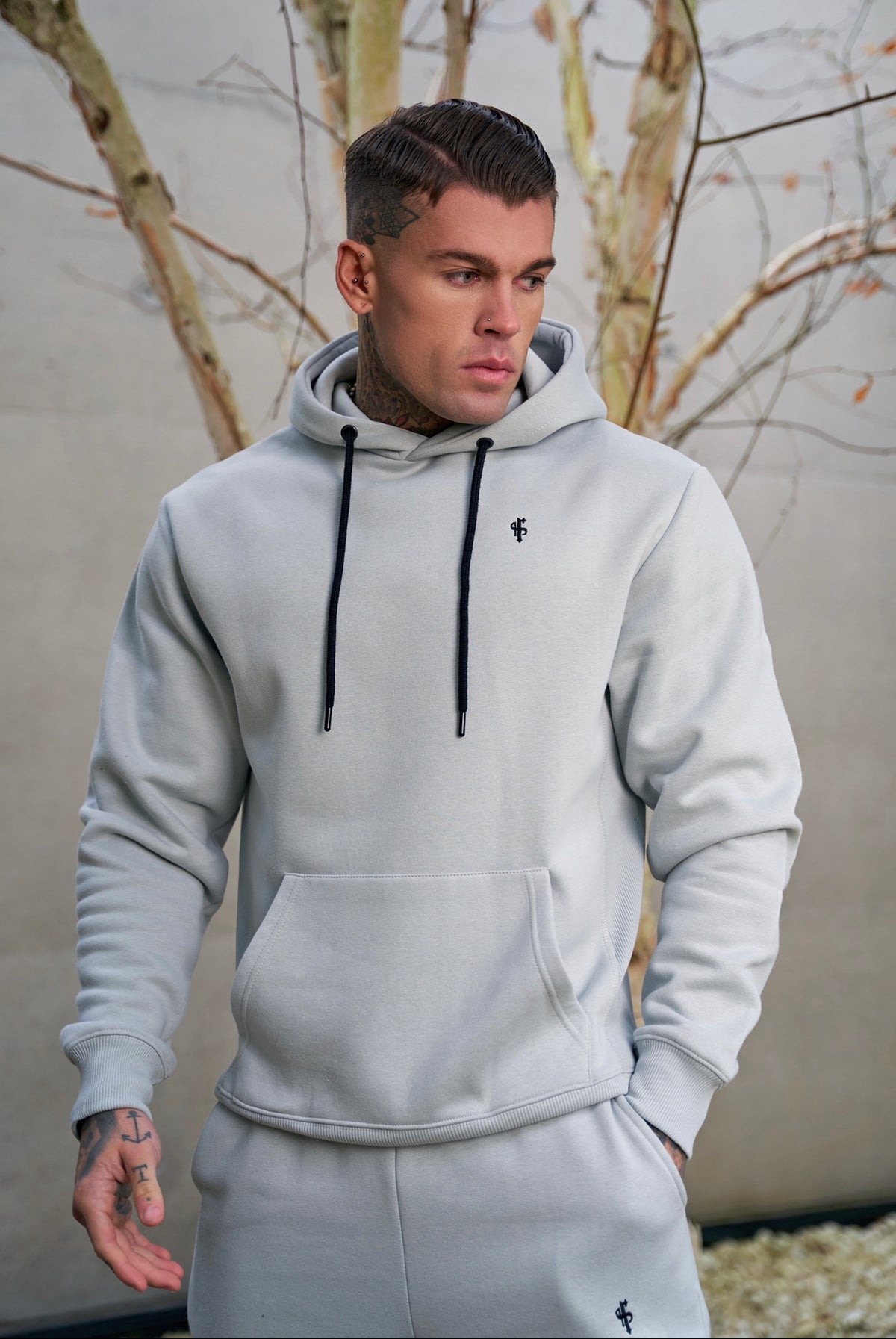Navy Relaxed Fit Rib Panel Overhead Hoodie and Kangaroo Pocket - FSH723