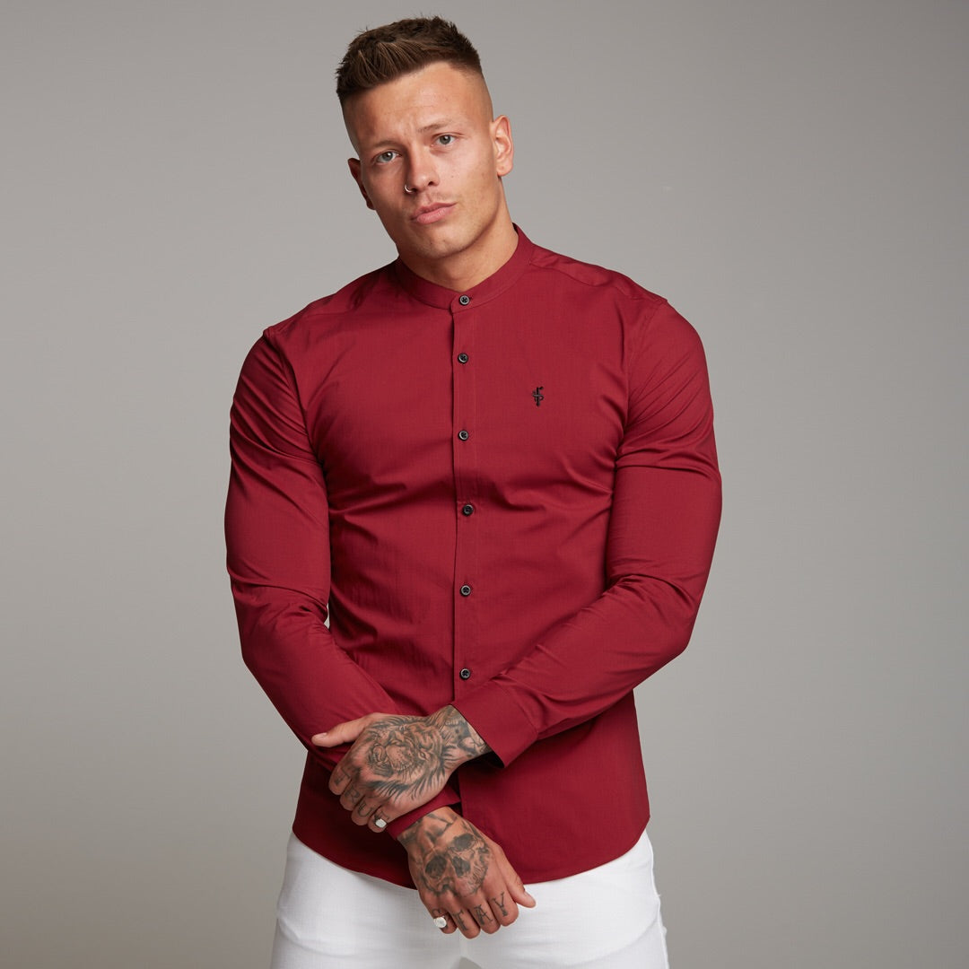 Super Slim Stretch Classic Oxblood Grandad Collar - FS294