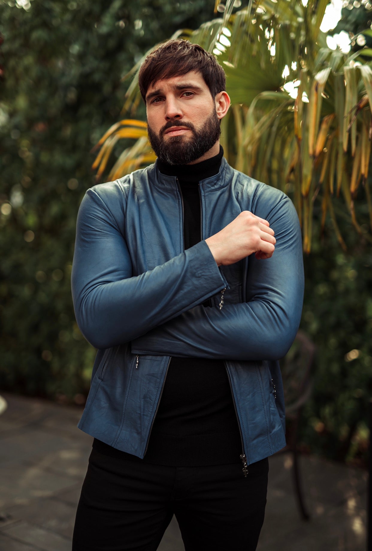 Navy Lambs Leather Jacket - FSH217