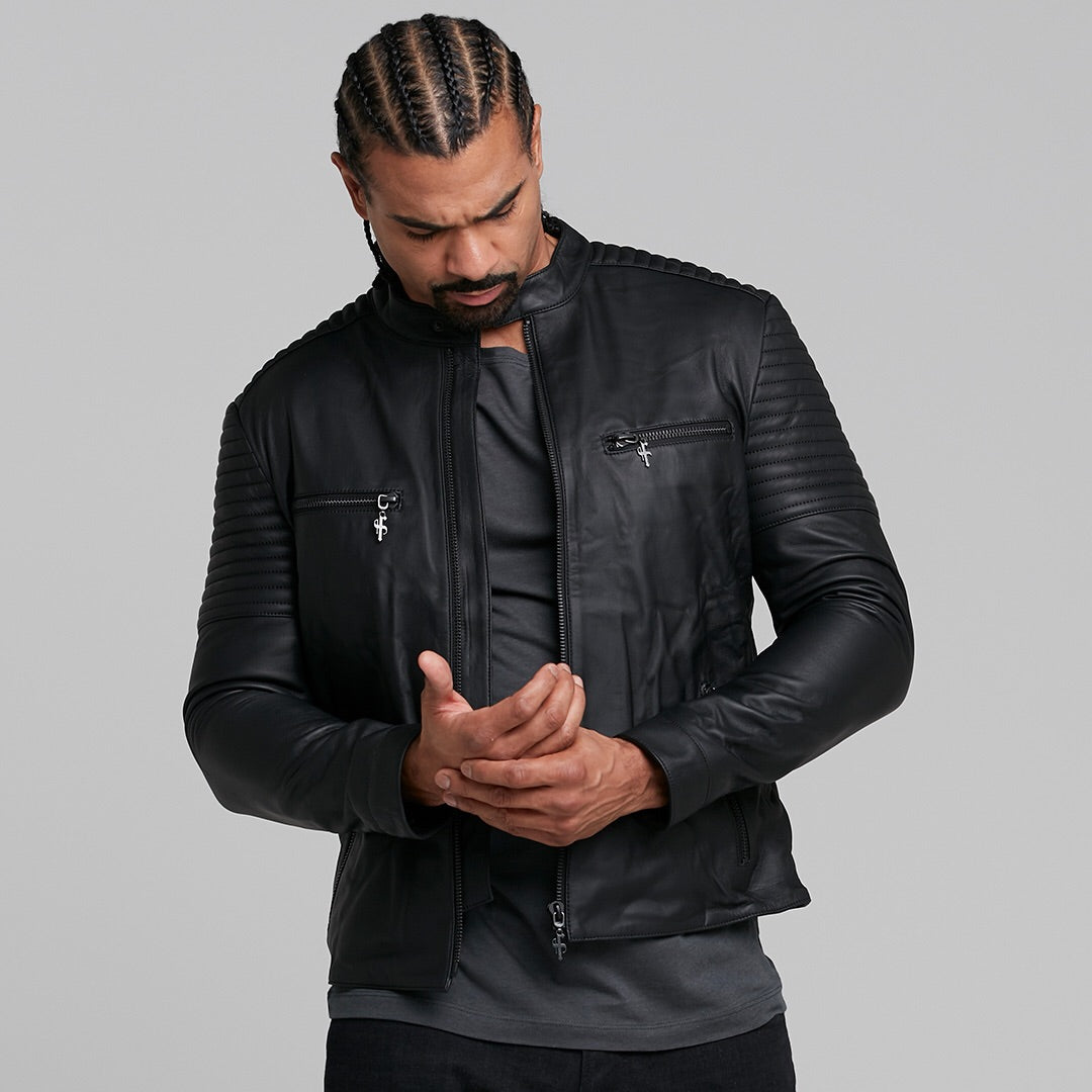 Black Bomber Leather Jacket - FSH198