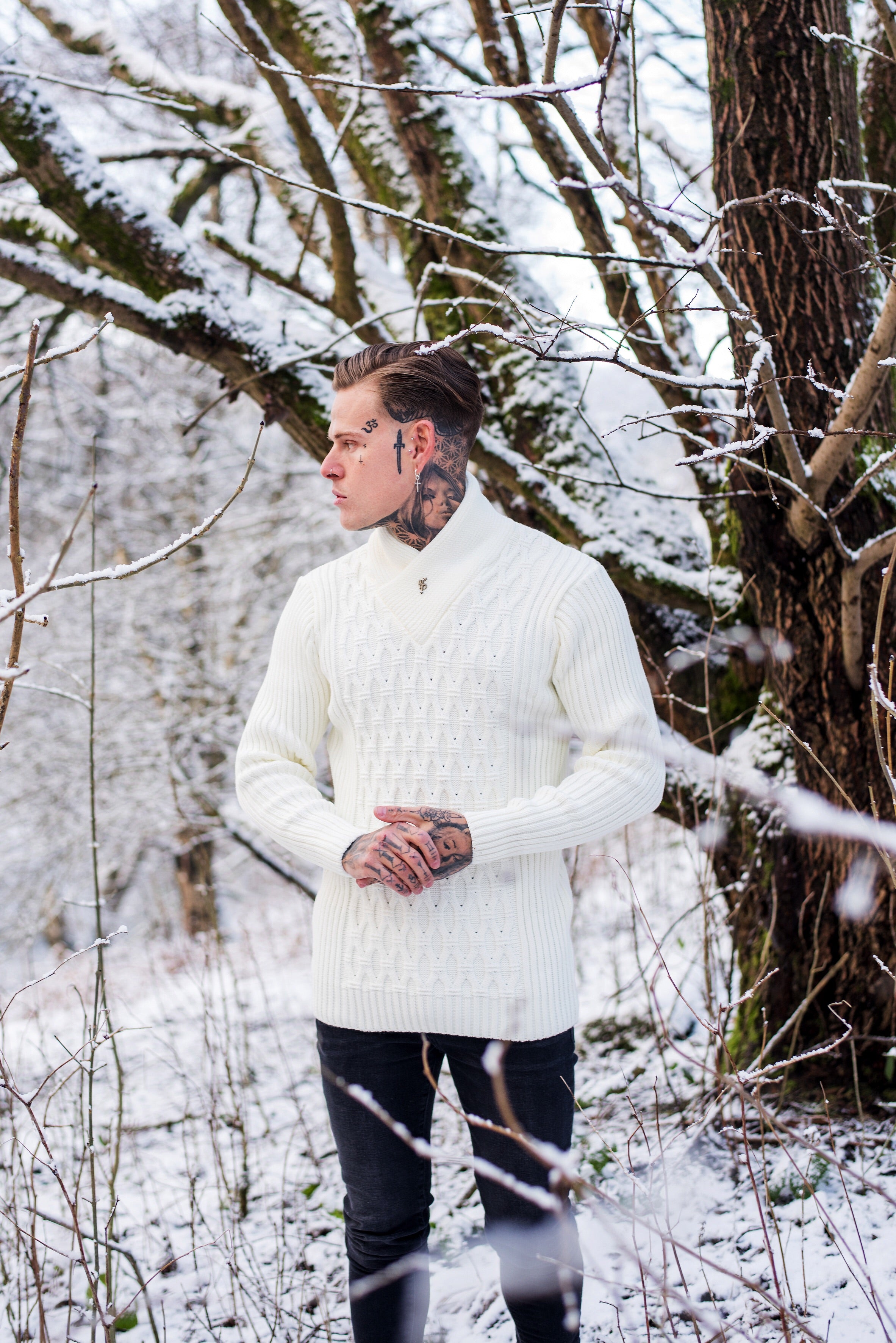 Chunky Cable Knit Cream Jumper - FSJ001