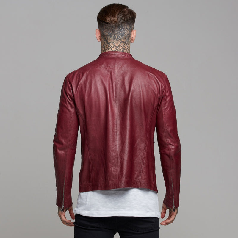 Father Sons Oxblood Lambs Leather Jacket - FSH257