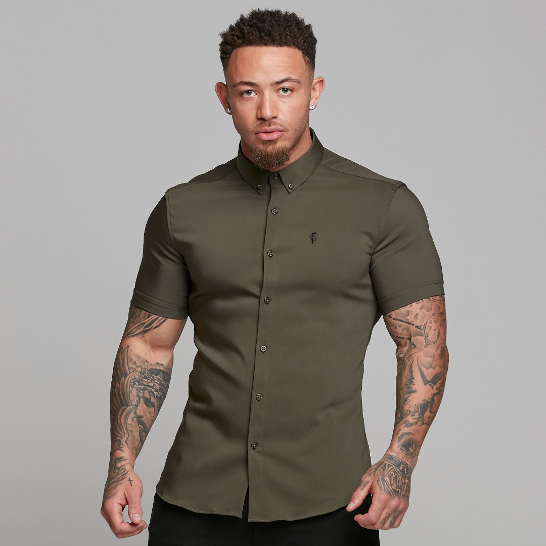 Super Slim Ultra Stretch Classic Olive Short Sleeve - FS483