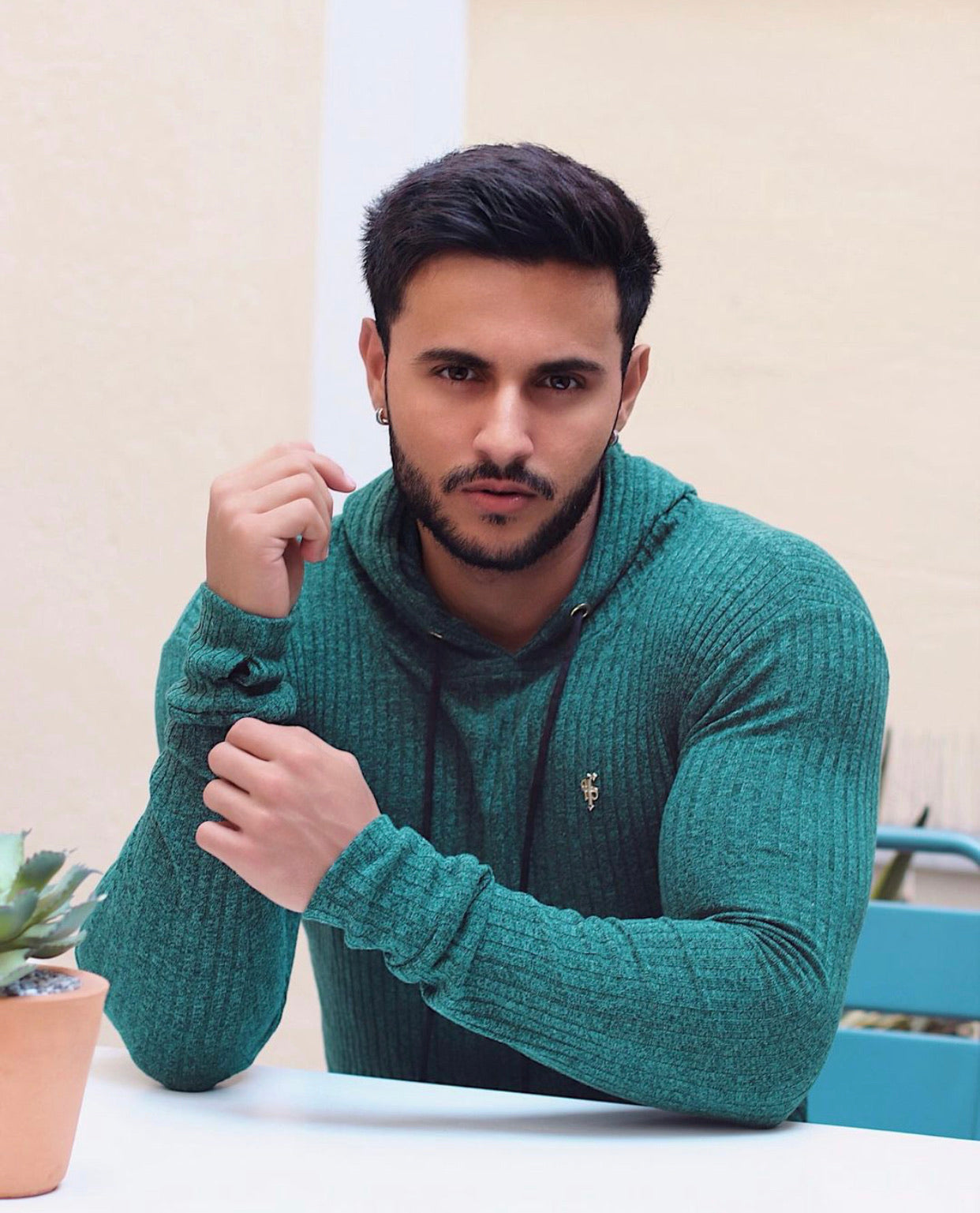Classic Forest Green / Gold Ribbed Knit Hoodie Jumper - FSH508