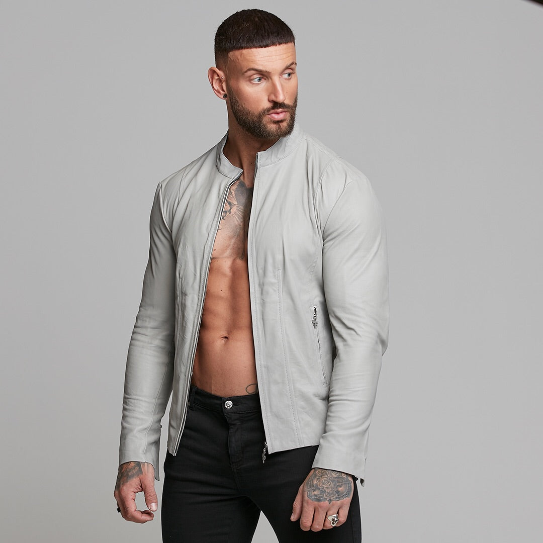 Grey Lambs Leather Jacket - FSH314
