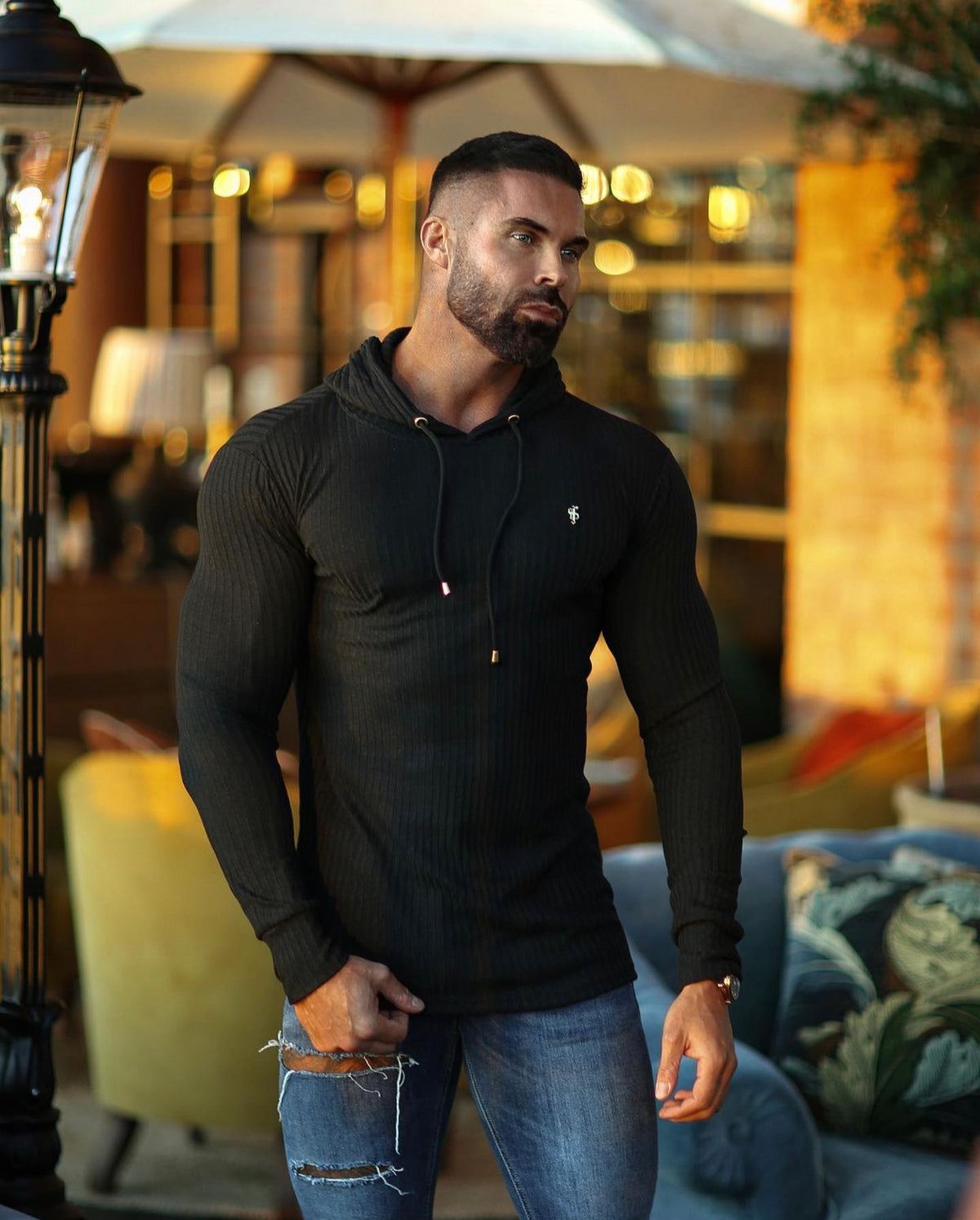 Ribbed Knit Hoodie Jumper