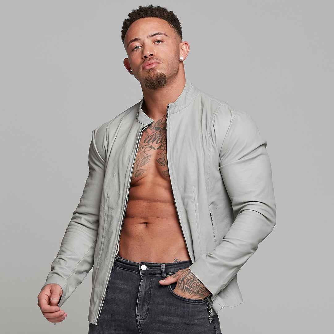 Grey Lambs Leather Jacket - FSH314