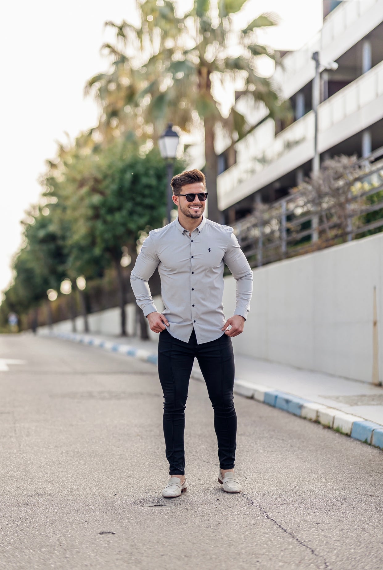 Super Slim Stretch Classic Grey Long Sleeve - FS826