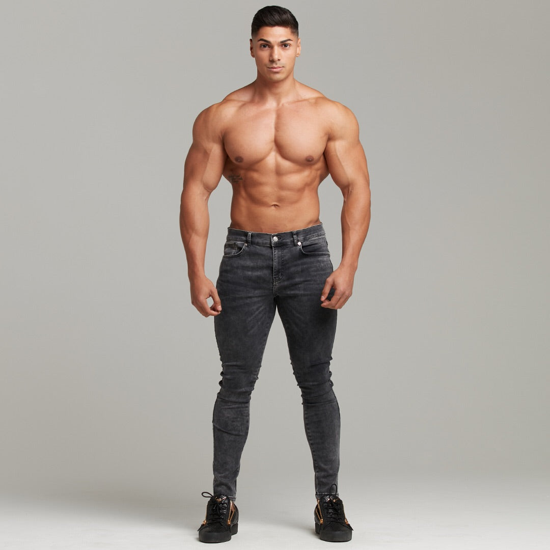 Slim Stretch Black Acid Wash Jeans - FSH301