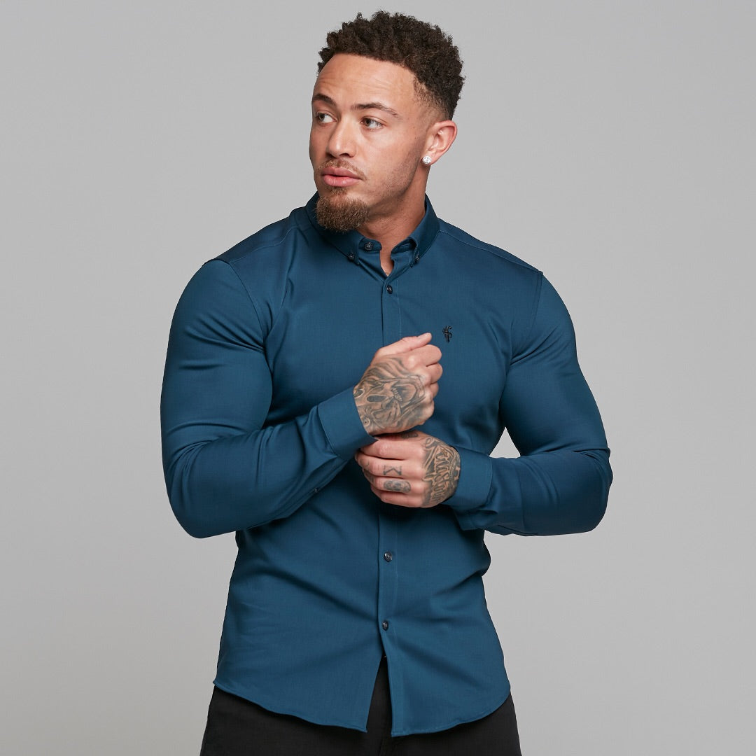Super Slim Ultra Stretch Classic Teal (Charcoal Buttons) -  FS484