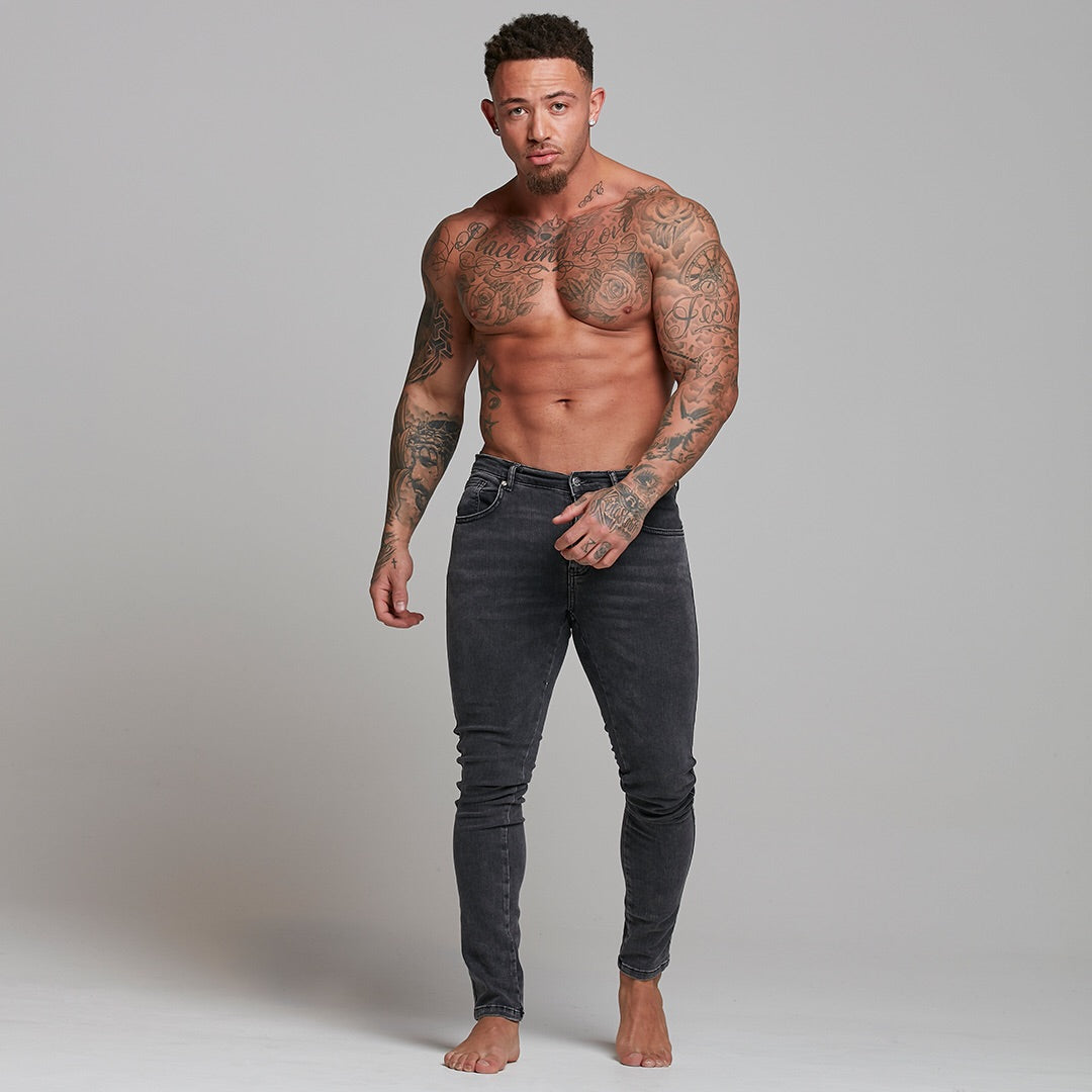 Slim Stretch Black Acid Wash Jeans - FSH301