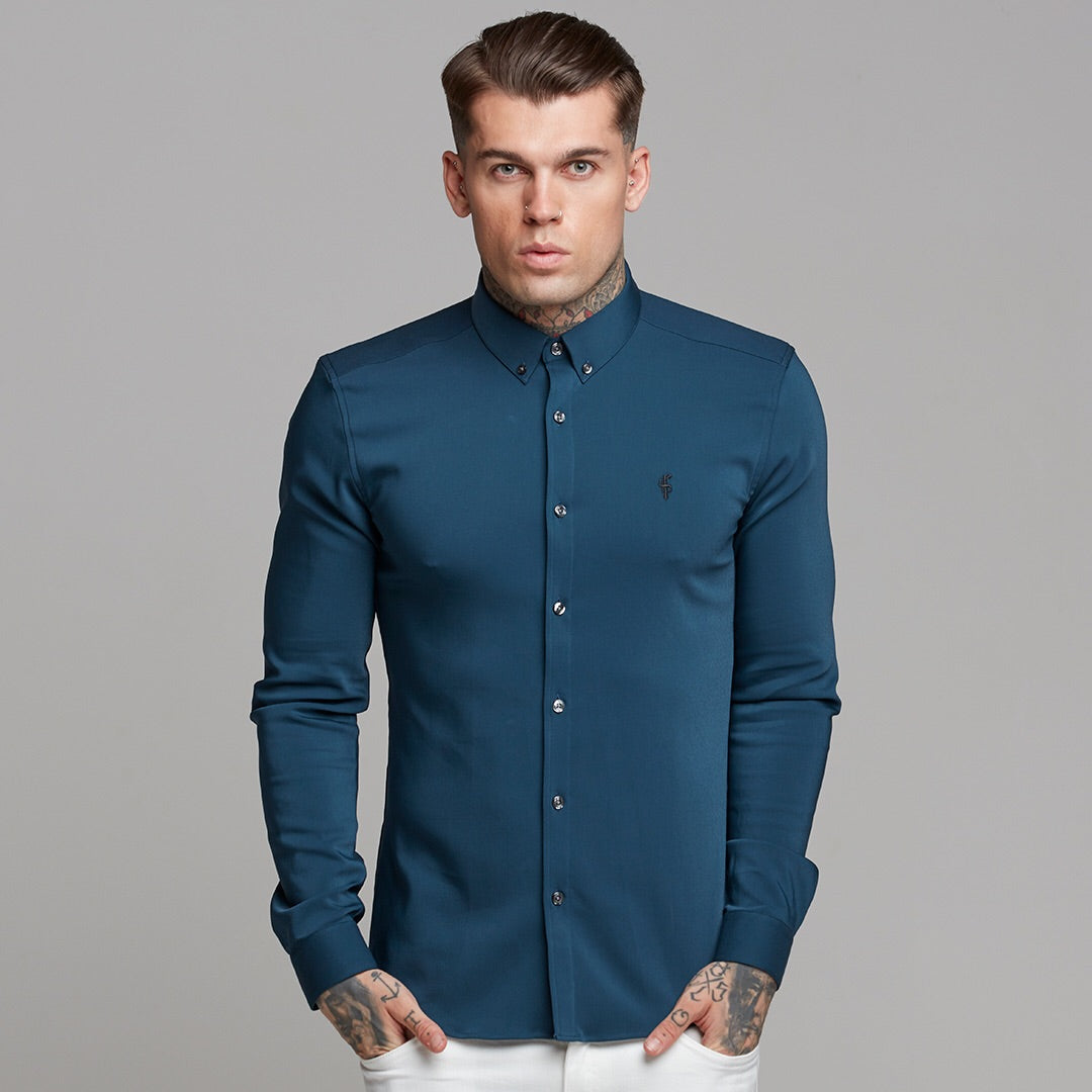 Super Slim Ultra Stretch Classic Teal (Charcoal Buttons) -  FS484