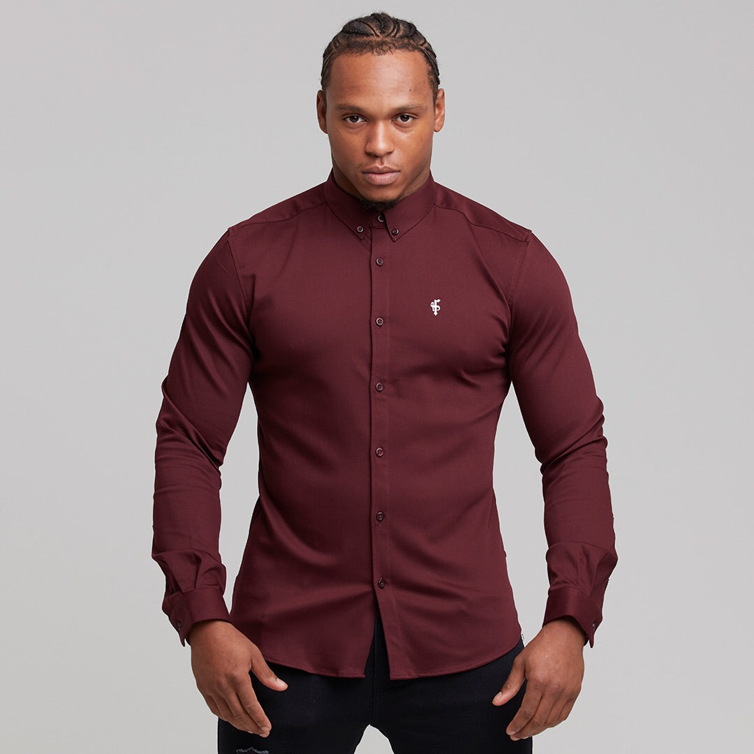 Super Slim Stretch Burgundy Denim Long Sleeve - FS212