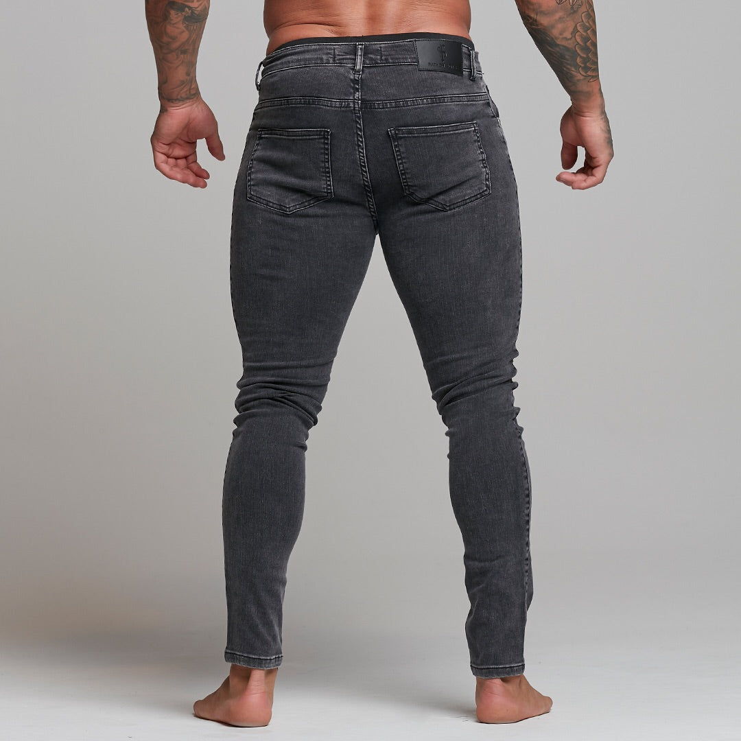 Slim Stretch Black Acid Wash Jeans - FSH301