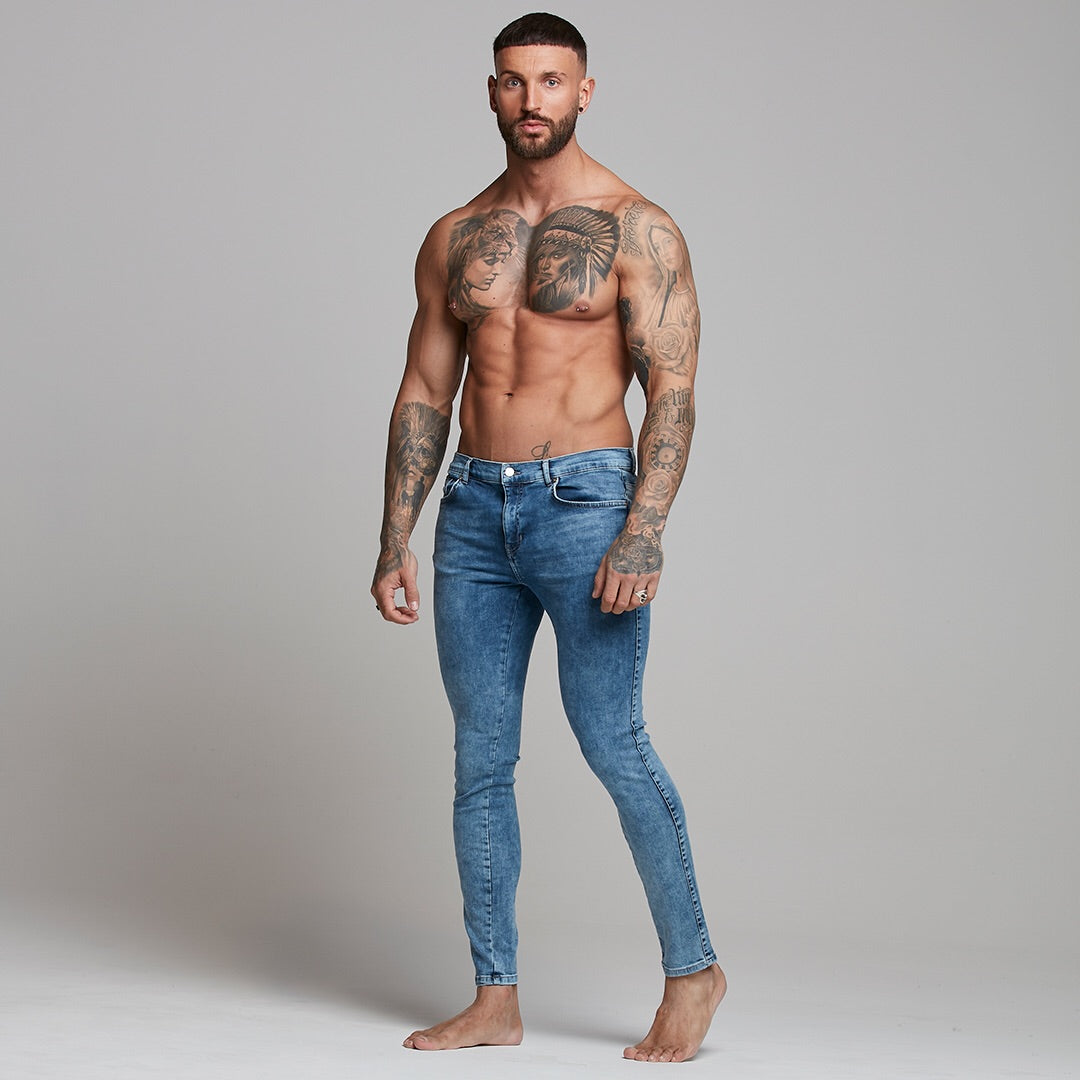 Slim Stretch Blue Acid Wash Jeans - FSH306