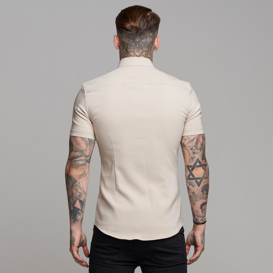 Super Slim Scuba Taupe Short Sleeve Stretch - FS487
