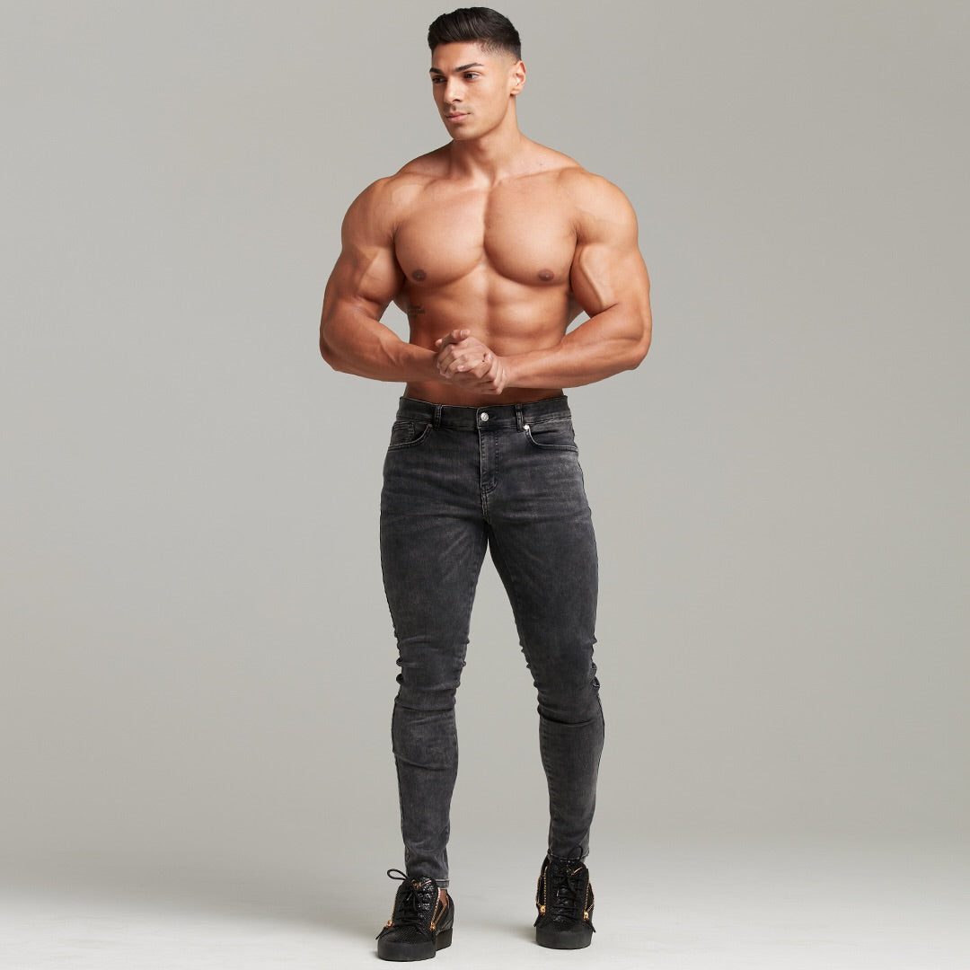 Slim Stretch Black Acid Wash Jeans - FSH301