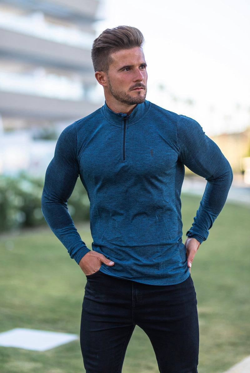 Father Sons Long sleeve Navy half zip gym top - FSM028