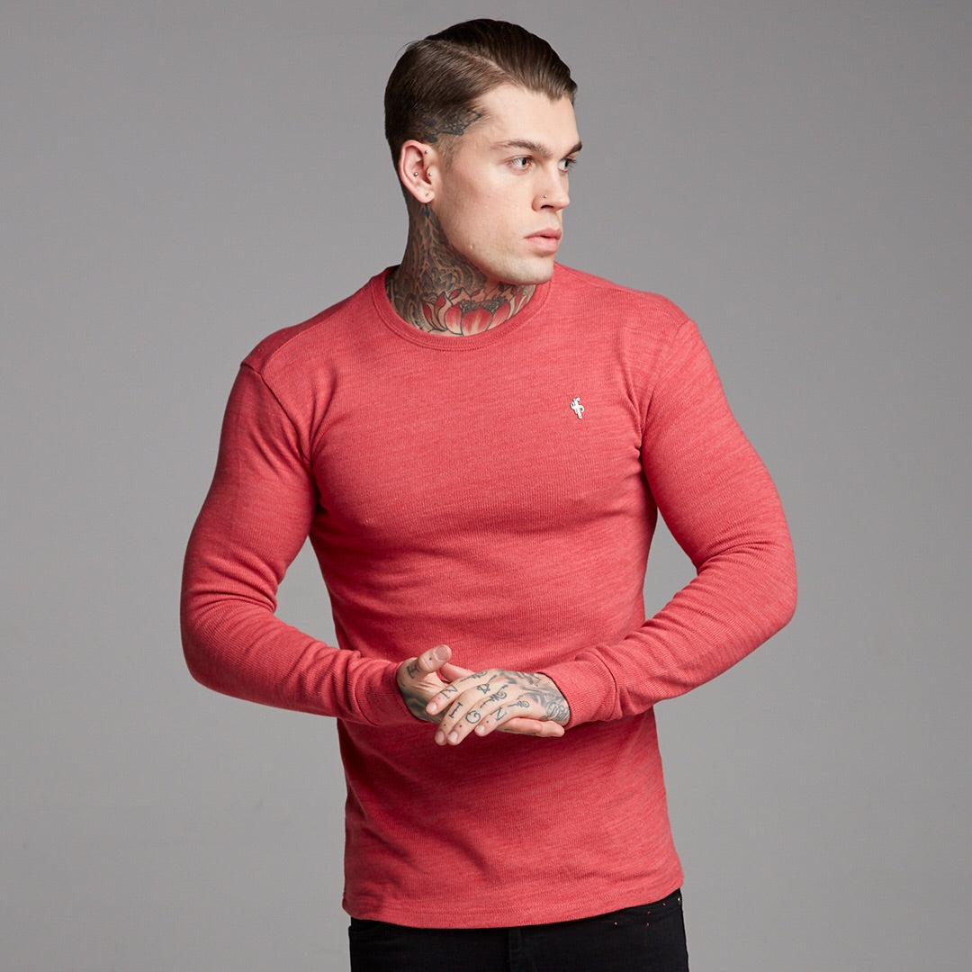 Classic Red Marl Super Slim Jumper - FSH231