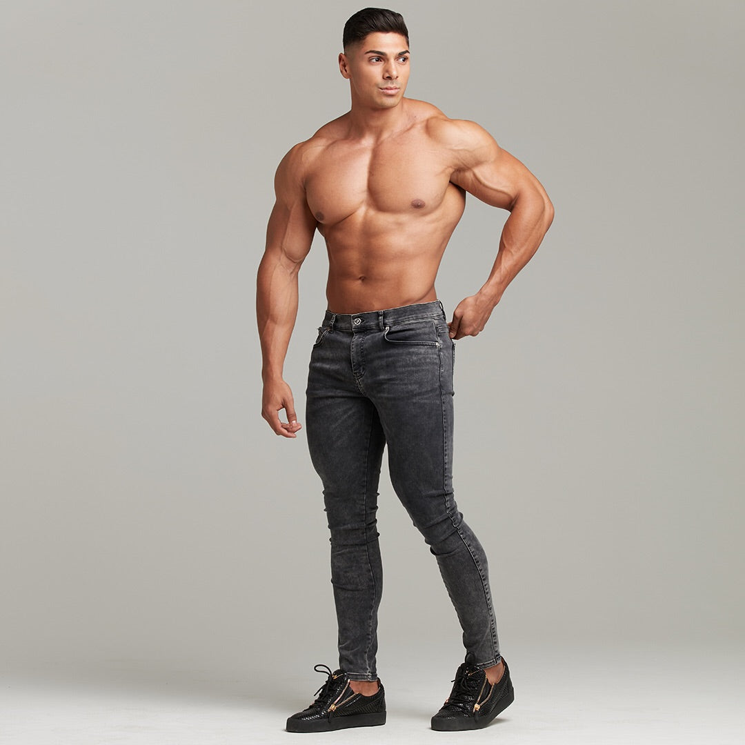 Slim Stretch Black Acid Wash Jeans - FSH301