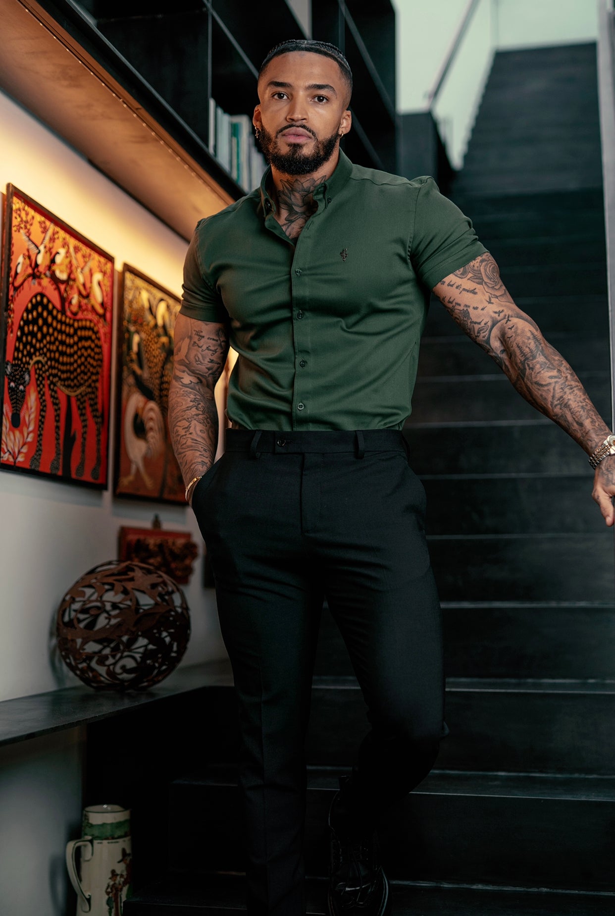 Slim Formal Black Stretch Trousers - FST034