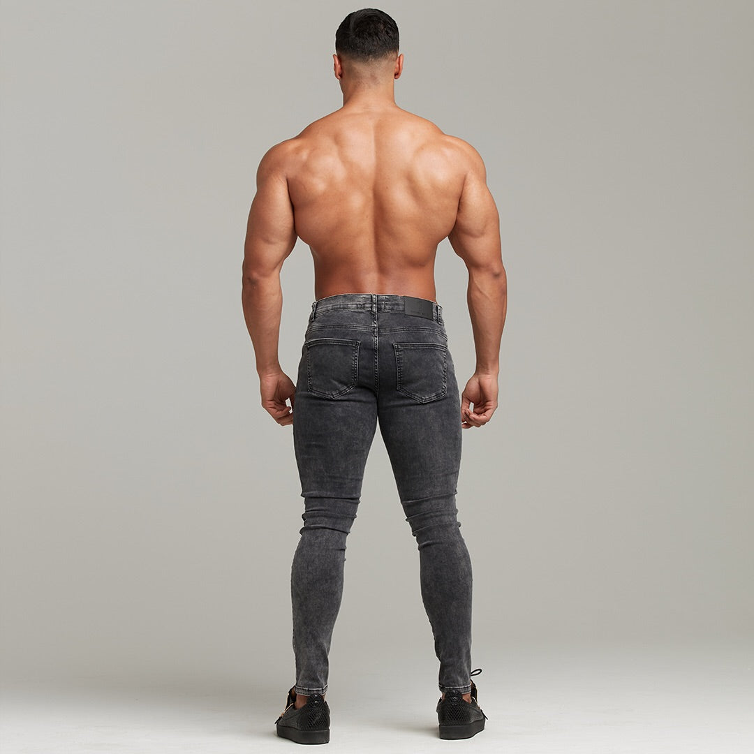 Slim Stretch Black Acid Wash Jeans - FSH301