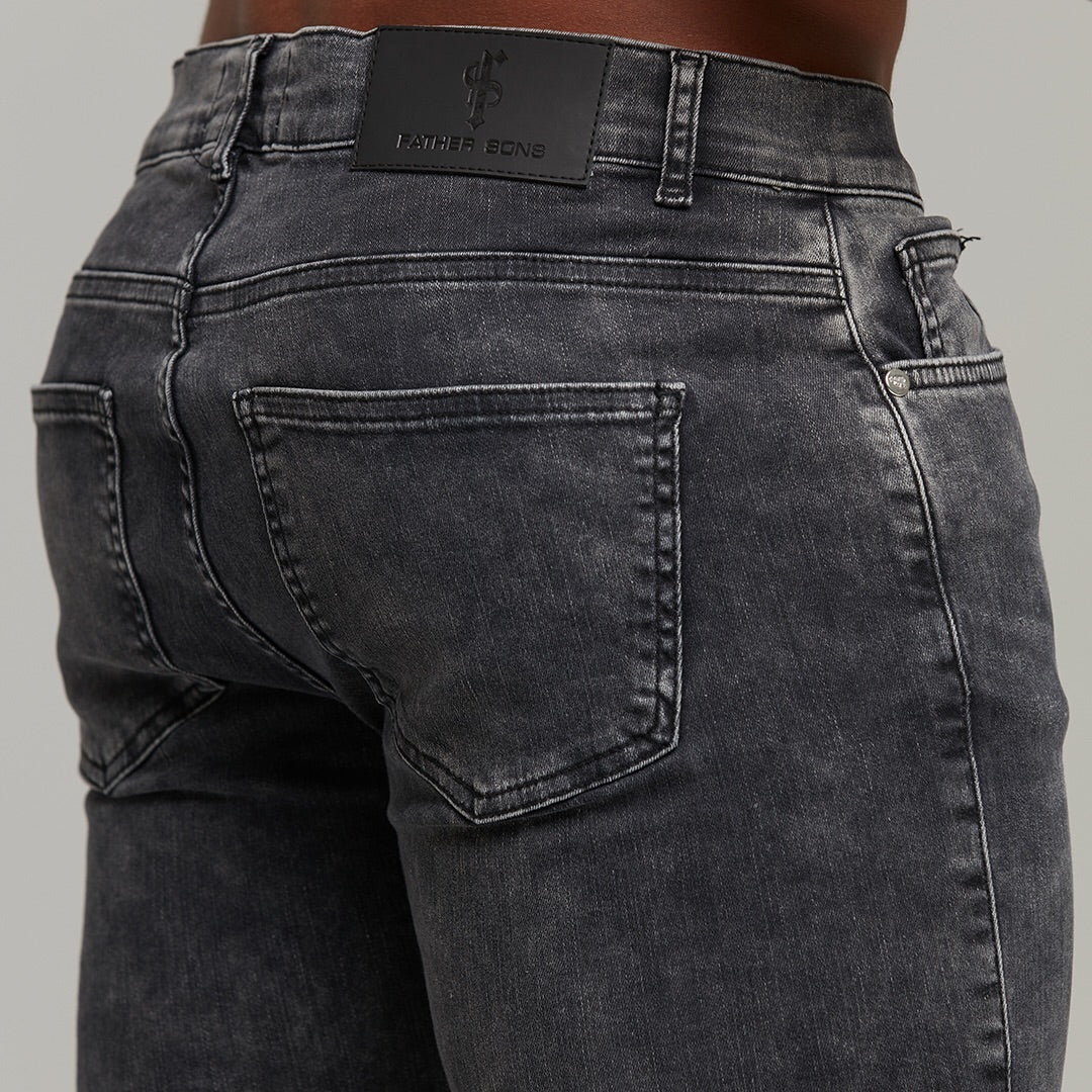 Slim Stretch Black Acid Wash Jeans - FSH301