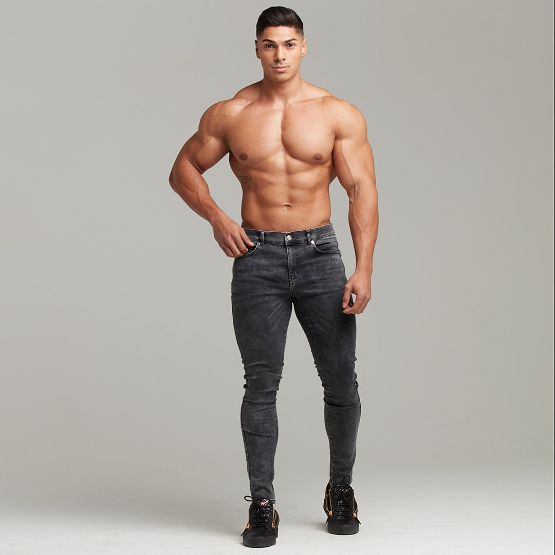 Slim Stretch Black Acid Wash Jeans - FSH301