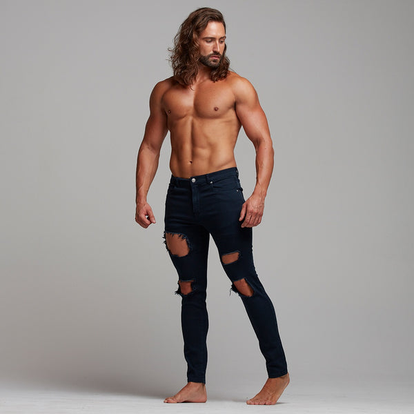 Father Sons Slim Ultra Stretch Navy Ripped Jeans - FSH285