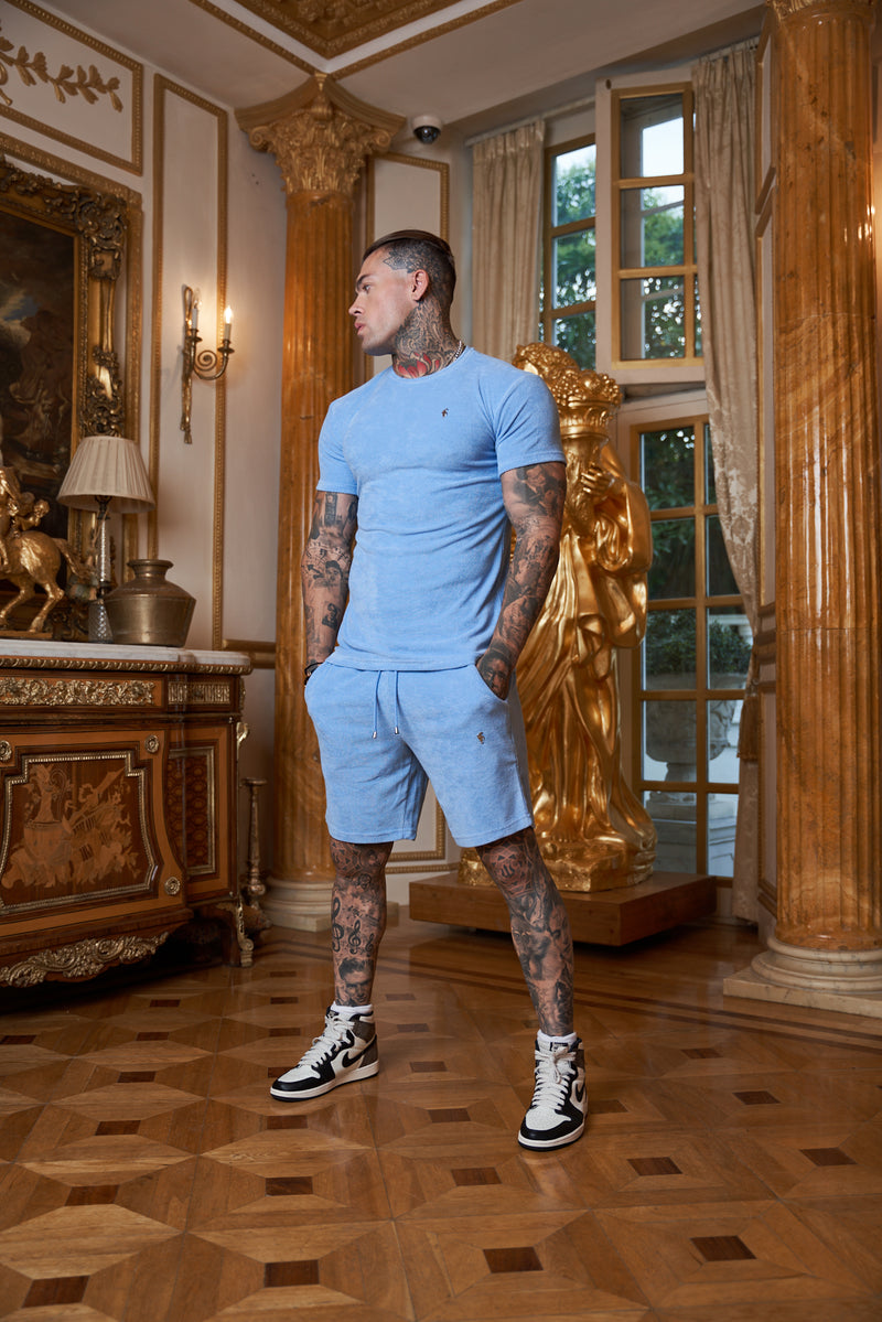 Father Sons Light Blue Towelling Shorts - FSTS661