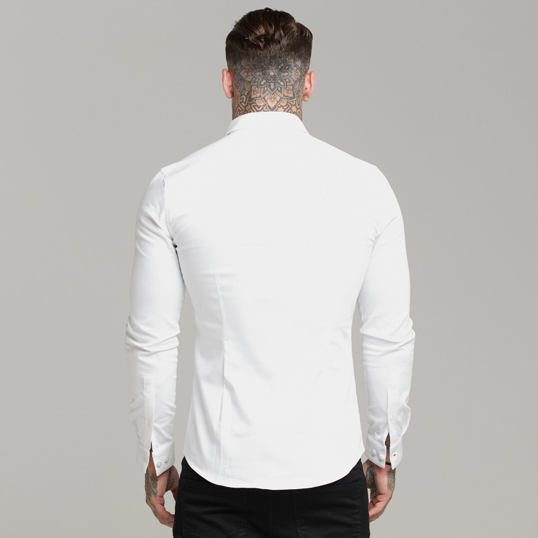 Super Slim Stretch White Denim Long Sleeve - FS597