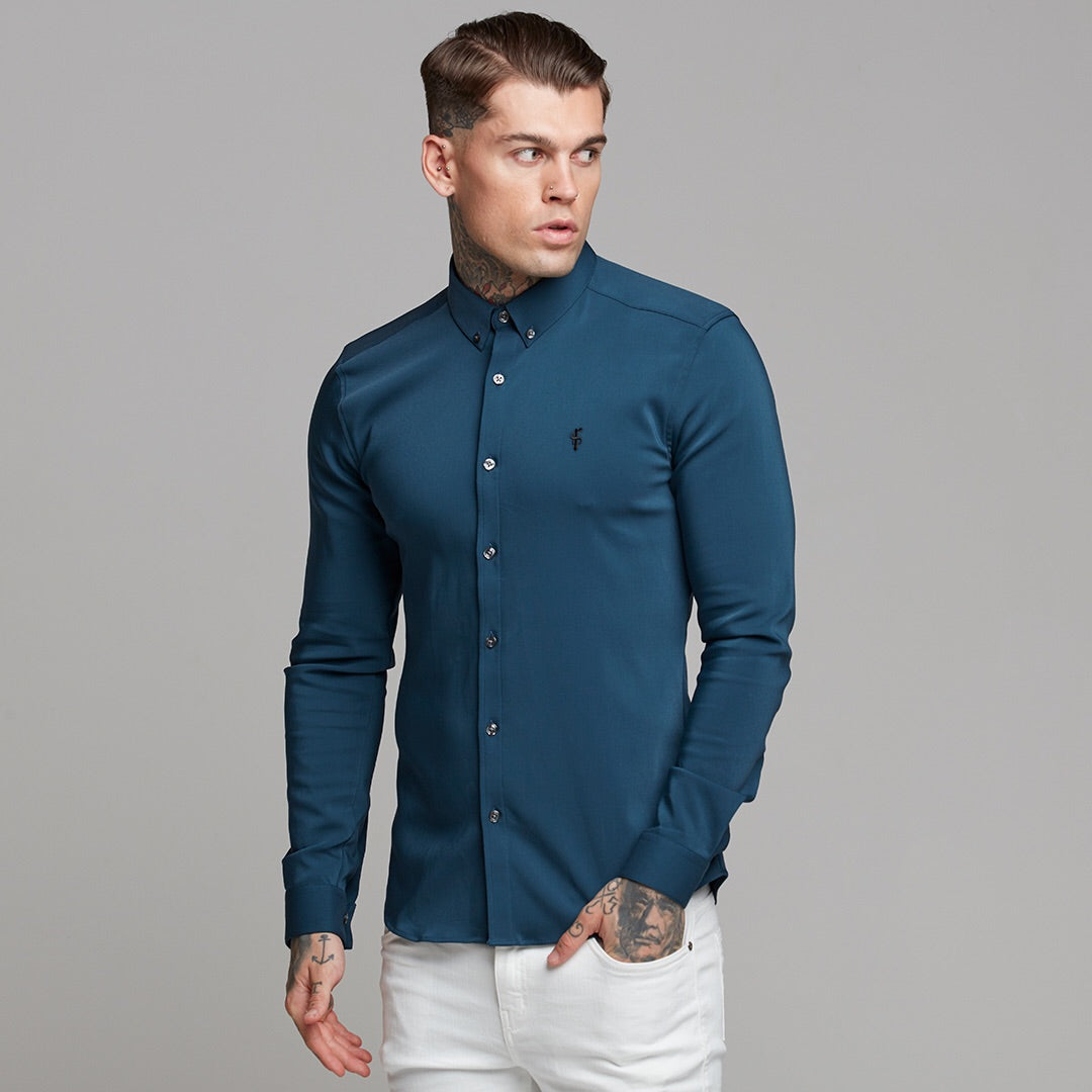 Super Slim Ultra Stretch Classic Teal (Charcoal Buttons) -  FS484