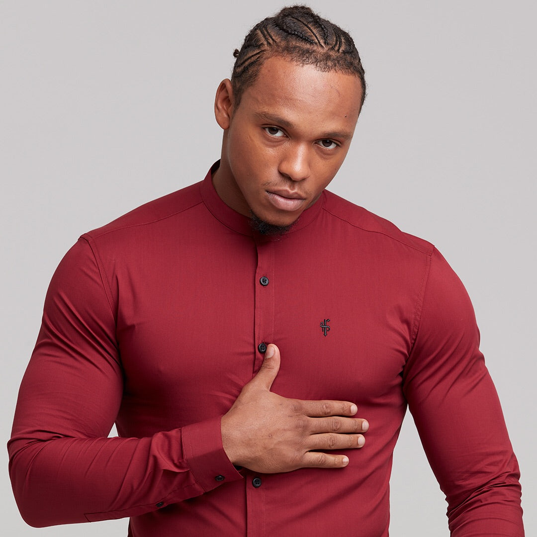 Super Slim Stretch Classic Oxblood Grandad Collar - FS294